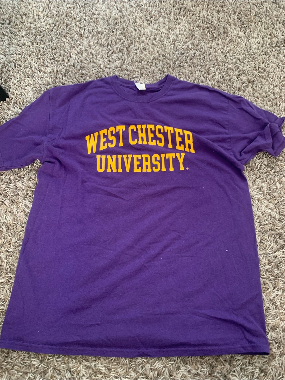 Jerzees Purple West Chester University Graphic Tee with Gold Lettering